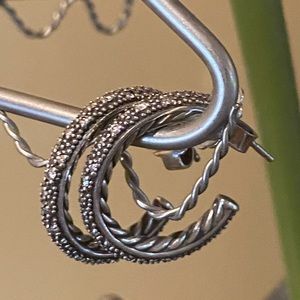 DY Earings, Sterling Silver and Diamonds